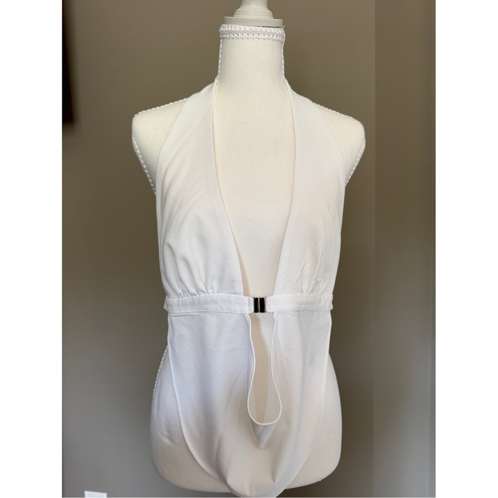 ASOS White Plunge Halter Top
